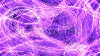 紫色幻想，动画视频背景与深紫色和浅紫色挥动曲线。